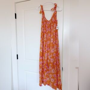 Old Navy Bright Orange Floral Maxi Dress